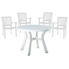 5 Piece Set 42" Round Resin Patio Table and 4 Resin Chairs in White