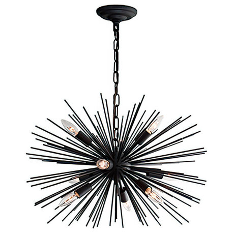 LZ2539B - 9 Light Sputnik Chandelier in Matte Black, Knocked down version