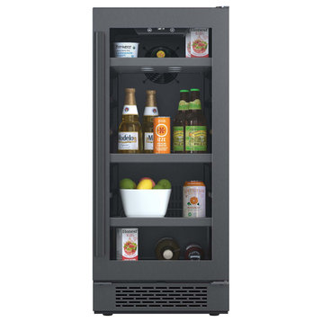 Avallon ABR152LH 15"W 86 Can Beverage Center - Black Stainless Steel