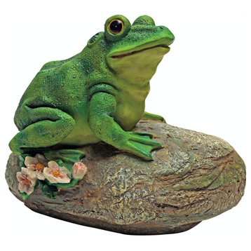 Thurston the Frog Garden Rock Sitting Toad Statue