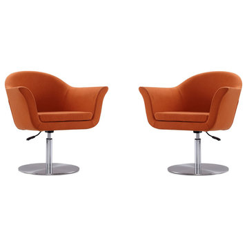 Manhattan Comfort Voyager Metal Woven Swivel Adjustable Chair, Orange, Set of 2
