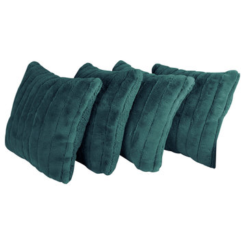 Super Mink Throw Pillow Covers, Set of 4, Dark Teal, 20''x20''