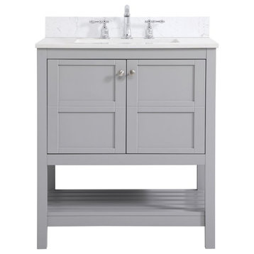 Elegant VF16430GR-BS 30"Single Bathroom Vanity, Gray With Backsplash