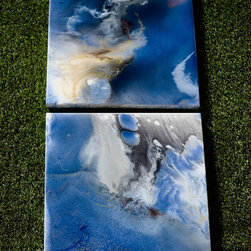 Deep Blue Set SOLD - Mixed Media Art