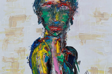 Abstract Palette Knife Portrait of Woman