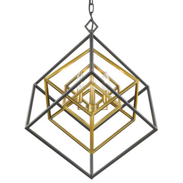 Z-Lite 457-3 Euclid 3 Light 23"W Nested Cube Chandelier - Olde Brass / Bronze