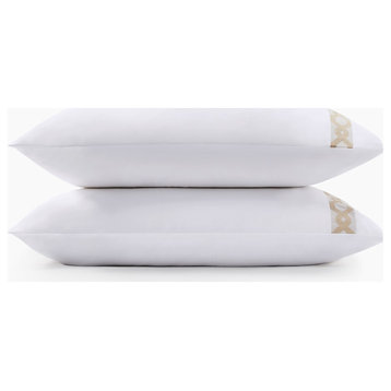 Croscill Signature Hem Sateen Weave 300TC Cotton Pillowcases, Taupe, King