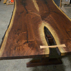 Live Edge Curly Walnut Dining Table - Dining Tables