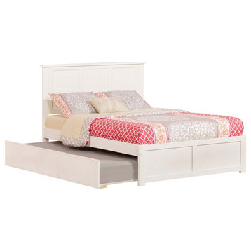 AFI Madison Full Solid Wood Bed with Twin Trundle and USB Charger in White