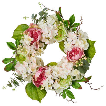 Hydrangea Peony Wreath, 22"