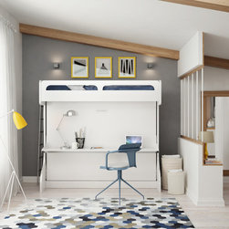 Castello - Twin Over Full Wall Bunk Bed with Table - Bunk Beds