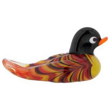 GlassOfVenice Murano Glass Swimming Duck - Red