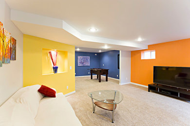 Example of a mid-sized trendy home design design in Cincinnati