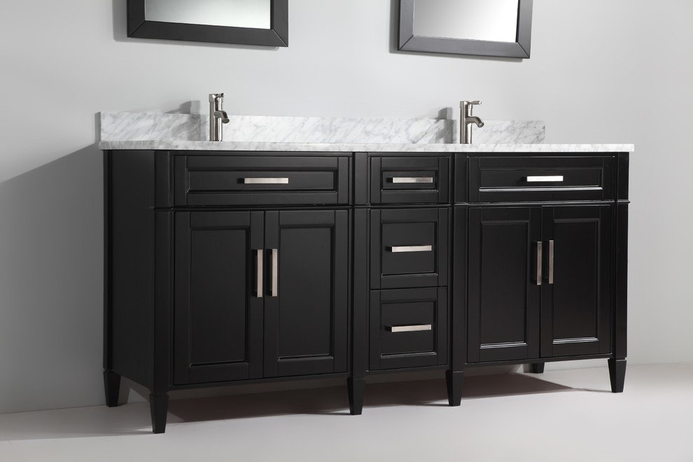 Vanity Set With Carrara Marble Top, 72" - Transitional - Bathroom ...