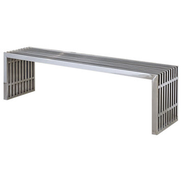 Modway Furniture Gridiron Benches, Set of 2, Silver