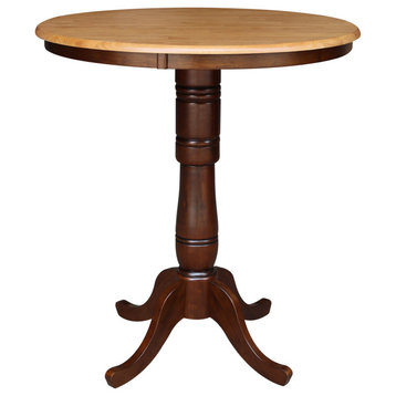 36" Round Top Pedestal Table, Cinnamon/Espresso