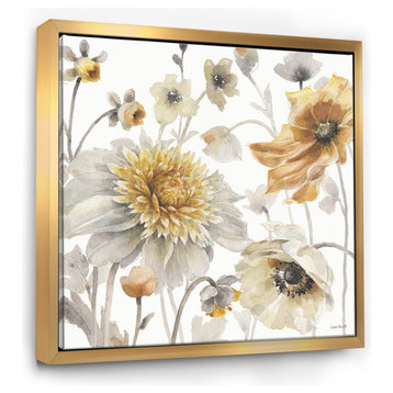 Designart Fields of Gold Watercolor Flower Vi Painting Print, Gold, 30x30