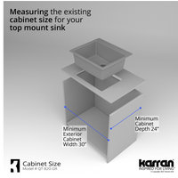 Karran QT-820 Top Mount 25" Single Bowl Quartz Kitchen Sink Kit, Grey