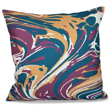 Marble Blend, Geometric Outdoor Pillow, Purple, 20"x20"