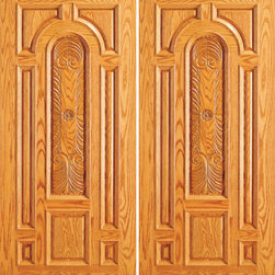 Front Mahogany Hand Carved Panel, 8 Panel Moulding Double Door - Front Doors