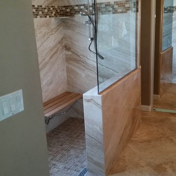 ForzaStone French Mocha Marble Walk in Shower