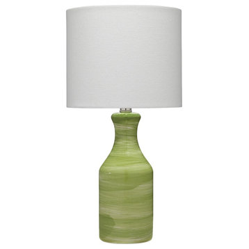 Luxe Green Swirl Bottle Shape Ceramic Table Lamp 20.5 in Contemporary Striped