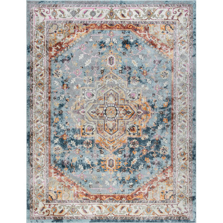 Kinsley Traditional Oriental Denim Rectangle Area Rug, 10'6''x14'6''