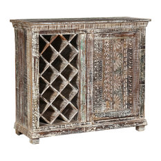 Ashley Furniture Wine Bar Cabinets Houzz Chartres Distressed Solid Wood Rustic Bar Cabinet With Wine Storage
