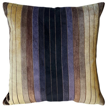 Bullion Stripes Textured Velvet Throw Pillow 20x20, with Polyfill Insert
