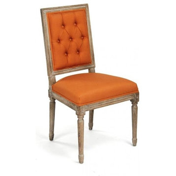 Side Chair LOUIS Beige Persimmon Red Wood Upholstery Fabric