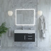 Amazon 36" Wall Mounted Bathroom Vanity Set, Black, White Top, Chrome Handles