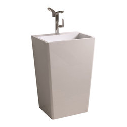 ADM Bathroom Design - ADM Rectangular Freestanding Pedestal Sink, White, 22", Matte White - Bathroom Sinks