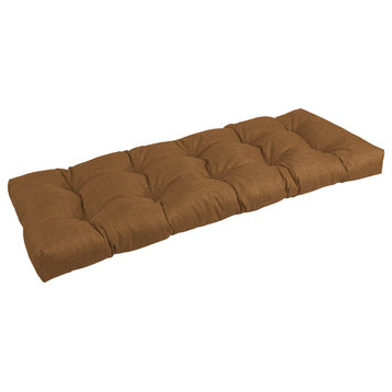 51"x19" Tufted Solid Outdoor Spun Polyester Loveseat Cushion Brown