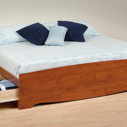 Prepac King Platform Storage Bed with 6 Drawers in Cherry - Platform Beds