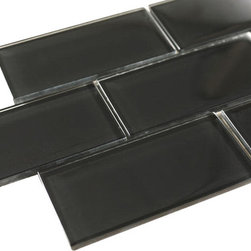 Black GLossy Subway Glass Mosaic Tiles - Home Accessories & Decor