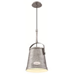 Eurofase - Eurofase 31870-016 Turin - One Light Small Pendant - A rustic farmhouse hanging bucket lightTurin One Light Smal Antique Silver *UL Approved: YES Energy Star Qualified: n/a ADA Certified: n/a  *Number of Lights: Lamp: 1-*Wattage:60w E26 bulb(s) *Bulb Included:No *Bulb Type:E26 *Finish Type:Antique Silver