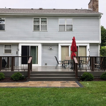 Outdoor Deck and Paver Patio with Gas Firepit