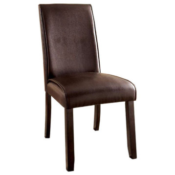 Benzara Grandstone I Contemporary Side Chair,Set Of 2, Dark Walnut