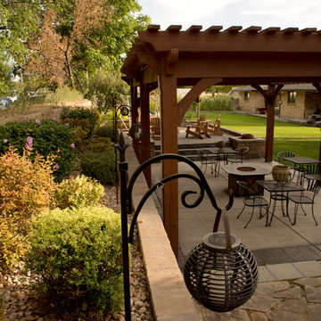 Timber Frame DIY Pergola Kit for Shade over Patio Dining Area