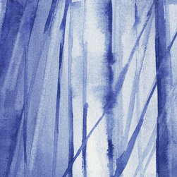 Blue And White Abstract Panoramic Painting - Fine Art Prints