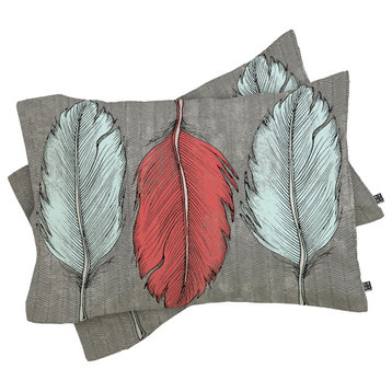 Deny Designs Wesley Bird Feathered Pillow Shams, Queen