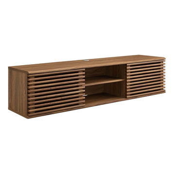 Render 60" Wall-Mount Media Console TV Stand, Walnut