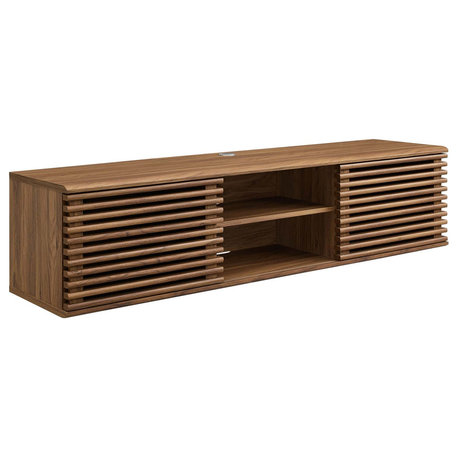 Render 60" Wall-Mount Media Console TV Stand, Walnut