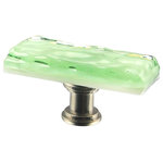 Glass Storm Studios - Green Mist Handmade Glass, Oblong Knob - Textured, layered and glittering light green glass. All our products are handmade to order.  Important: Do not use an electric drill or electric screwdriver.