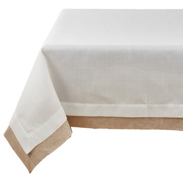 Moldura Collection Double Layer Linen Tablecloth, Ivory, 67"x104"