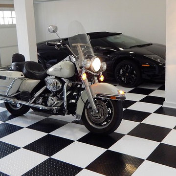 RaceDeck® Home Garage Floor - Classic Black & White Checker - Cool rides
