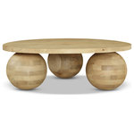 Meridian Furniture - Spherical Coffee Table, Natural, Acacia Wood - This beautifully crafted Spherical Coffee Table showcases a rich natural oak finish and is constructed from solid acacia wood, a testament to durability and timelessness. Its versatility makes it perfect for all occasions, whether hosting guests or enjoying a peaceful evening at home. This coffee table is a stylish and functional addition to any living space and serves as a reminder that the things we bring into our homes should be both beautiful and practical.