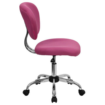 Mid-Back Mesh Swivel Task Chair with Chrome Base, Pink