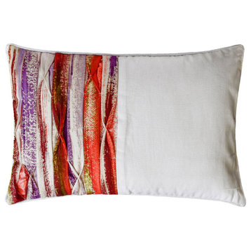 White Linen 12"x26" Lumbar Pillow Cover, Pintucks and Textured Adwin