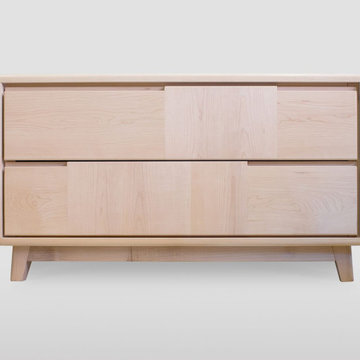Scandinavian-Inspired Handcrafted Large Bedside Table with Two Drawers